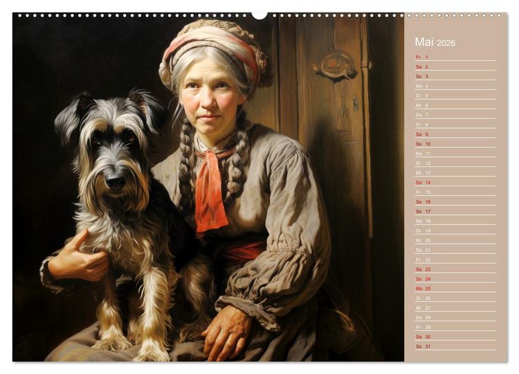 Produktbild: Dame mit Hund (Wandkalender 2026 DIN A2 quer), CALVENDO Monatskalender