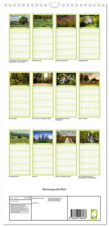 Produktbild: Familienplaner 2026 - Stimmungsvolle Rh&ouml;n mit 5 Spalten (Wandkalender, 21 x 45 cm) CALVENDO