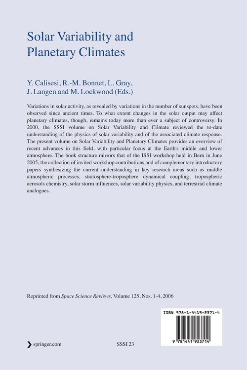 Produktbild: Solar Variability and Planetary Climates