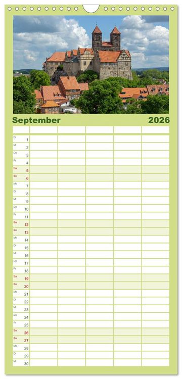 Produktbild: Familienplaner 2026 - Der Harz und sein Vorland mit 5 Spalten (Wandkalender, 21 x 45 cm) CALVENDO