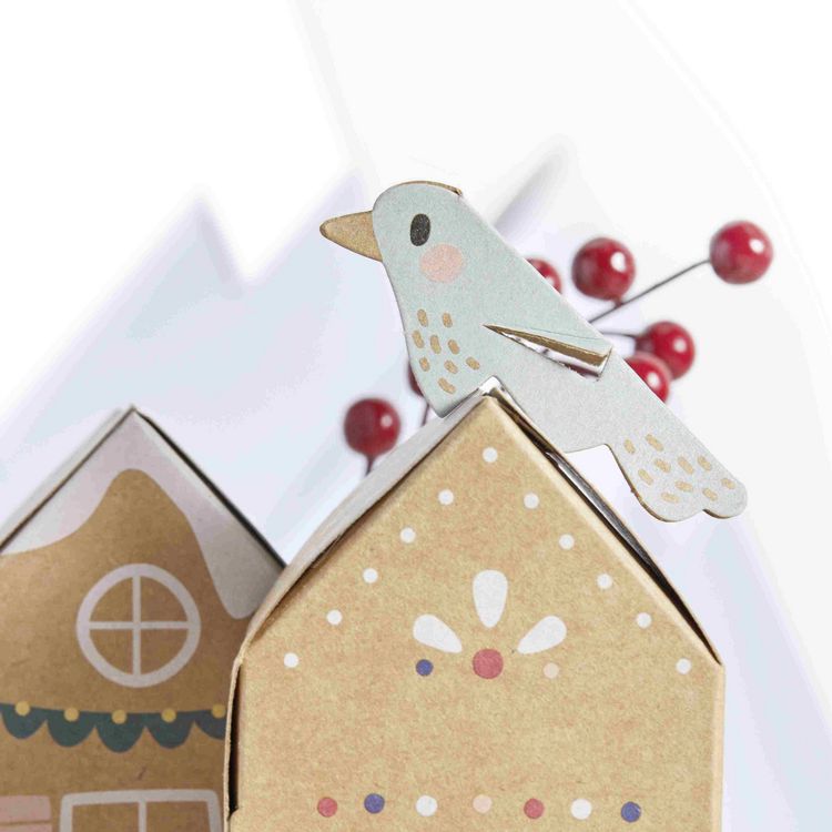 Produktbild: Folia  Adventskalender Bastelset VILLAGE IN THE SNOW, aus 24 Faltschachteln, Anh&auml;nger, Kordel & Sticker