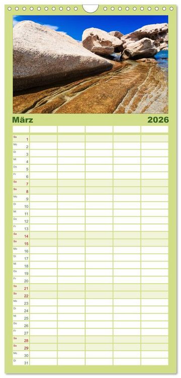 Produktbild: Familienplaner 2026 - Sardinien - Traumstr&auml;nde am Mittelmeer mit 5 Spalten (Wandkalender, 21 x 45 cm) CALVENDO