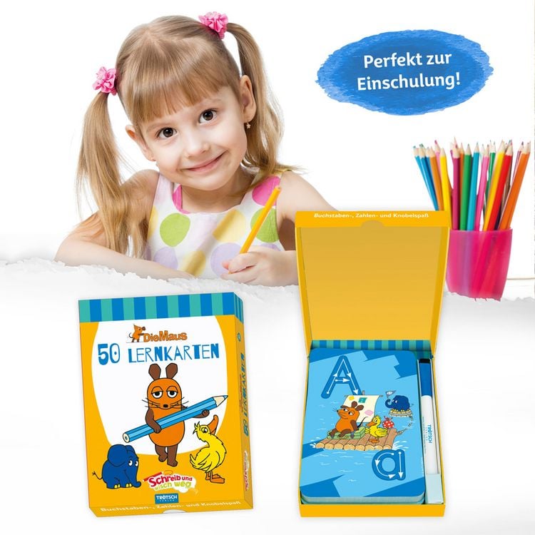 Produktbild: Tr&ouml;tsch Die Maus Lernkarten Schreib und wisch weg mit Stift