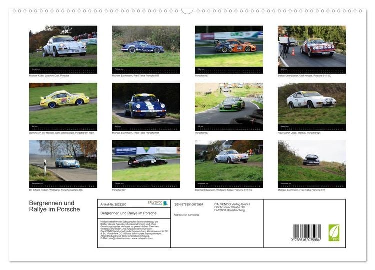 Produktbild: Bergrennen und Rallye im Porsche (hochwertiger Premium Wandkalender 2026 DIN A2 quer), Kunstdruck in Hochglanz