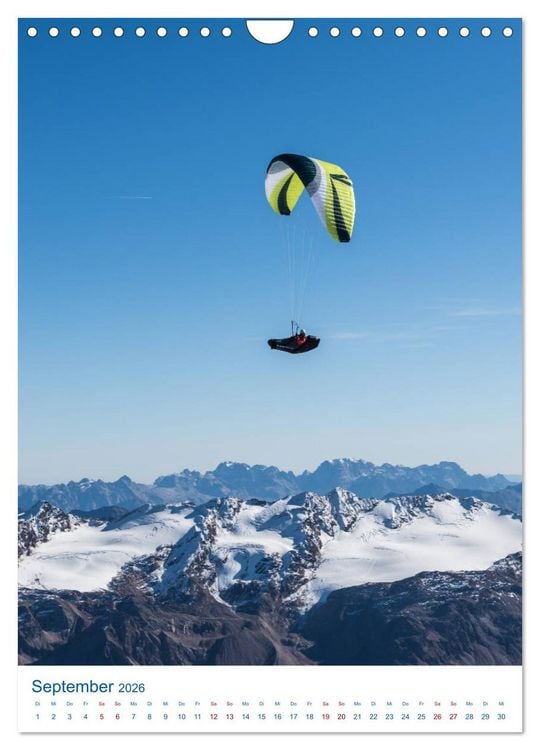 Produktbild: Paragliding - von gr&uuml;nen Wiesen zu schroffen Gletschen (Wandkalender 2026 DIN A4 hoch), CALVENDO Monatskalender