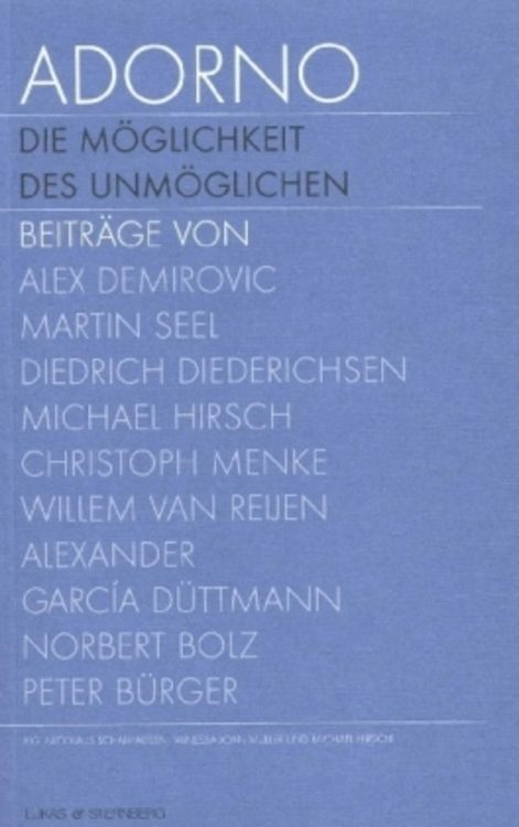 Produktbild: Adorno. Die M&ouml;glichkeit des Unm&ouml;glichen, Textband. Adorno. The possibility of the impossible, Text. Band 2