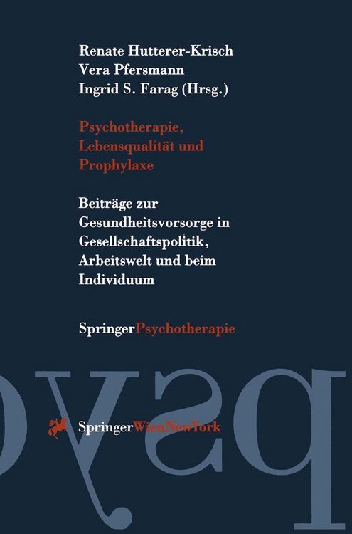 Produktbild: Psychotherapie, Lebensqualit&auml;t und Prophylaxe