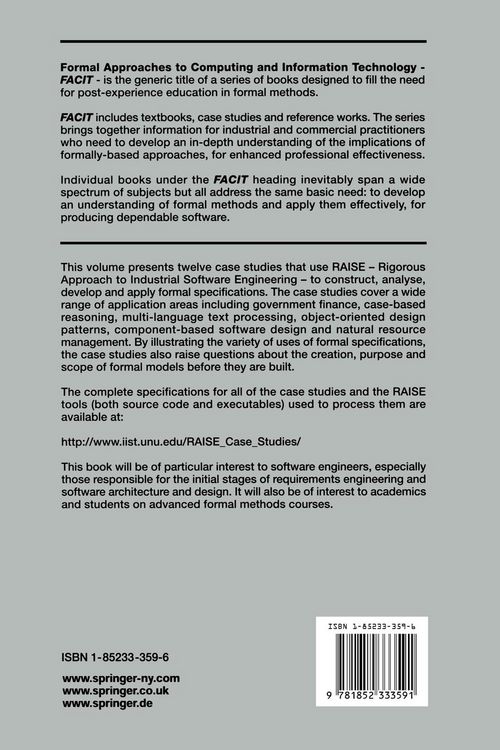 Produktbild: Specification Case Studies in RAISE