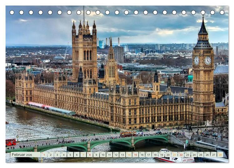 Produktbild: B&uuml;hne frei f&uuml;r London und die Themse (Tischkalender 2026 DIN A5 quer), CALVENDO Monatskalender