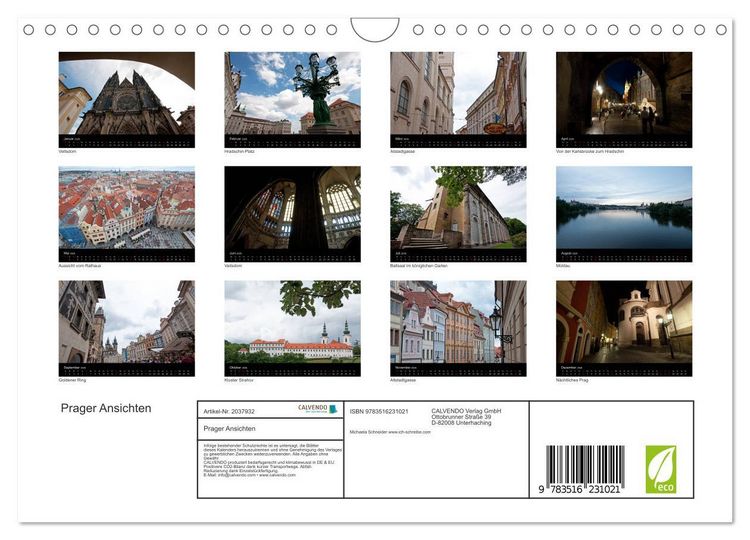 Produktbild: Prager Ansichten (Wandkalender 2026 DIN A4 quer), CALVENDO Monatskalender