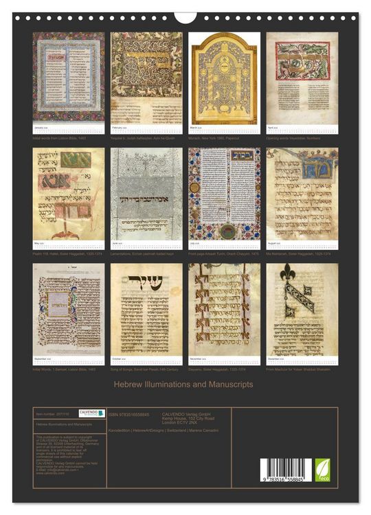 Produktbild: Hebrew Illuminations and Manuscripts (Wall Calendar 2026 DIN A3 portrait), CALVENDO 12 Month Wall Calendar
