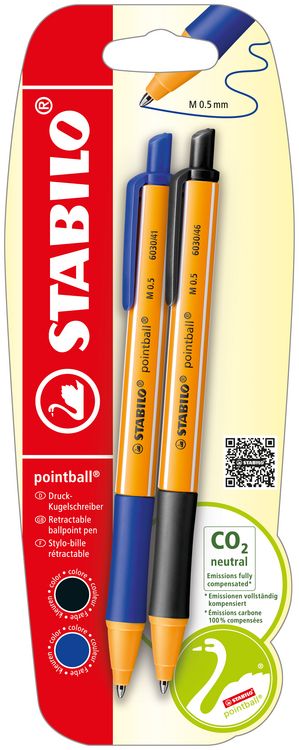 Produktbild: STABILO Druck-Kugelschreiber, blau + schwarz, 2er Set