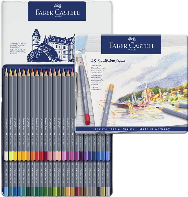 Produktbild: Faber-Castell Aquarellstifte Goldfaber Aqua, 48er Set Metalletui