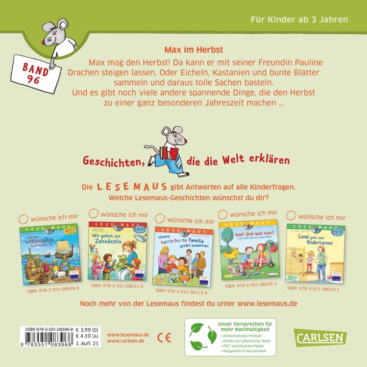 Produktbild: LESEMAUS 96: Max im Herbst