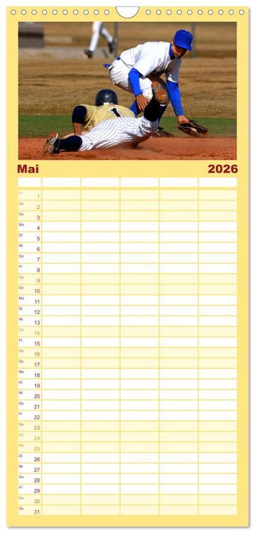 Produktbild: Familienplaner 2026 - Kultsport Baseball mit 5 Spalten (Wandkalender, 21 x 45 cm) CALVENDO