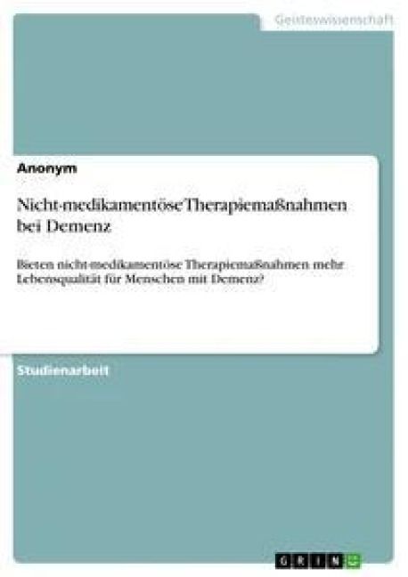 Produktbild: Nicht-medikament&ouml;se Therapiema&szlig;nahmen bei Demenz