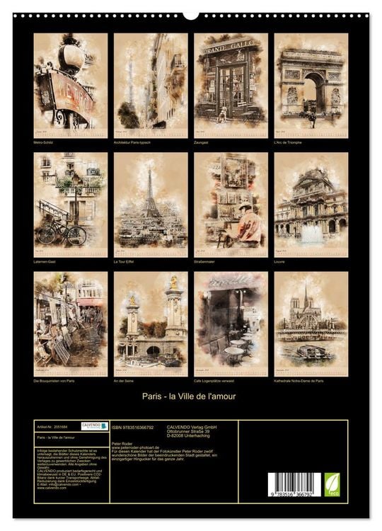 Produktbild: Paris - la Ville de l'amour (hochwertiger Premium Wandkalender 2026 DIN A2 hoch), Kunstdruck in Hochglanz