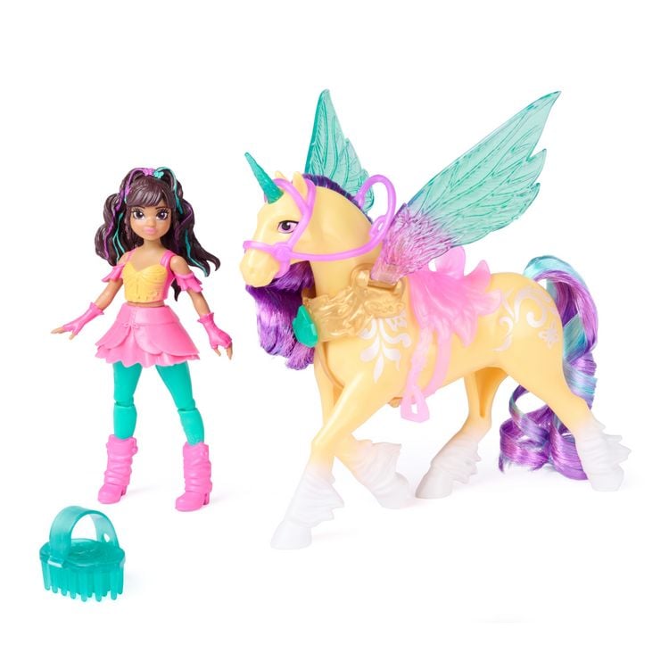 Produktbild: Unicorn Academy - Wing Magic Ava & Leaf Spielset, Einhorn-und-Puppe-Set mit Fl&uuml;geln, Alicorn mit Reiterin & Zubeh&ouml;r, ab 4 J.