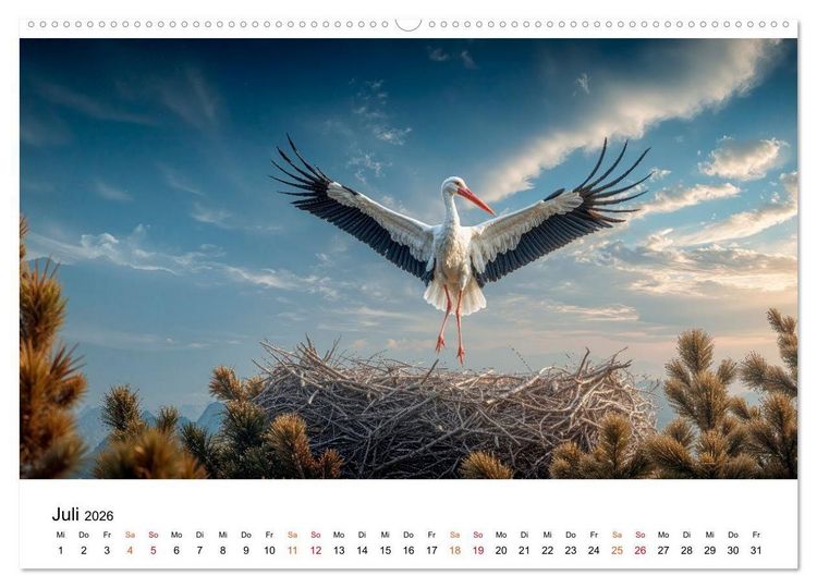 Produktbild: St&ouml;rche - Zeit f&uuml;r sch&ouml;ne Augenblicke (Wandkalender 2026 DIN A2 quer), CALVENDO Monatskalender