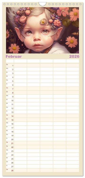Produktbild: Familienplaner 2026 - Elfen Kinder - Die zauberhafte Welt der kleinen Elfen mit 5 Spalten (Wandkalender, 21 x 45 cm) CALVENDO