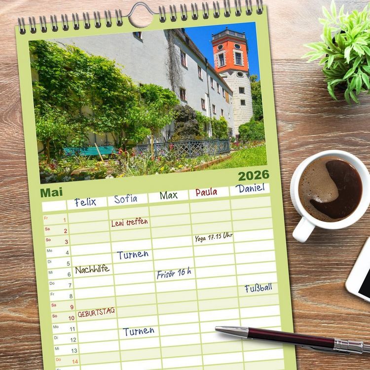 Produktbild: Familienplaner 2026 - Romantisches Augsburg mit 5 Spalten (Wandkalender, 21 x 45 cm) CALVENDO