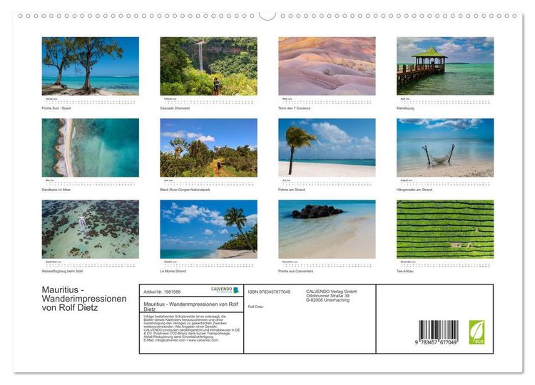 Produktbild: Mauritius - Wanderimpressionen von Rolf Dietz (hochwertiger Premium Wandkalender 2026 DIN A2 quer), Kunstdruck in Hochglanz