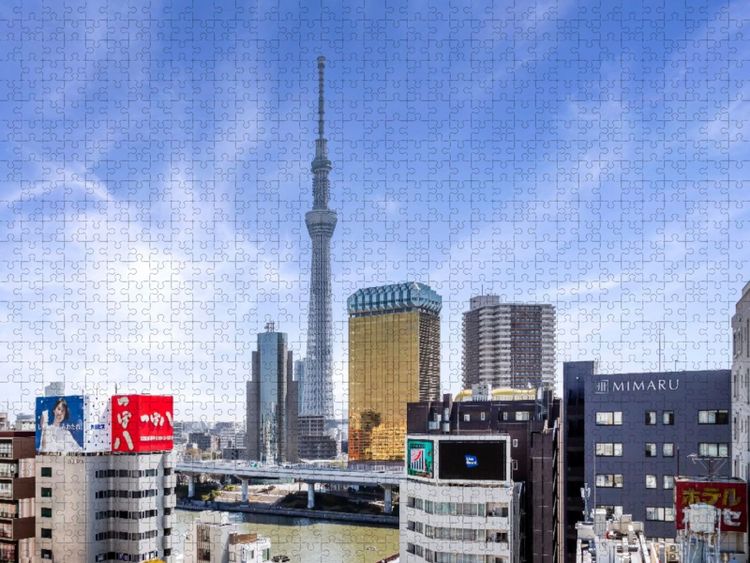 Produktbild: CALVENDO Puzzle Tokyo Skytree am Sumida River | 1000 Teile Lege-Gr&ouml;&szlig;e 64x48cm Foto-Puzzle f&uuml;r gl&uuml;ckliche Stunden