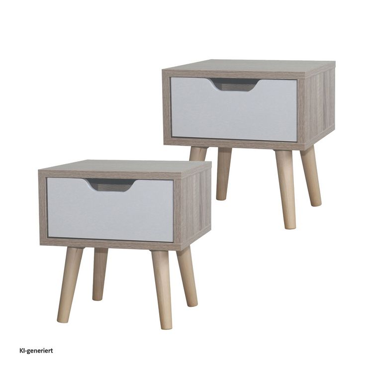 Produktbild: HTI-Living HTI-Living Nachttisch 1 Schublade 2er-Set Thekla Sonoma Wei&szlig;