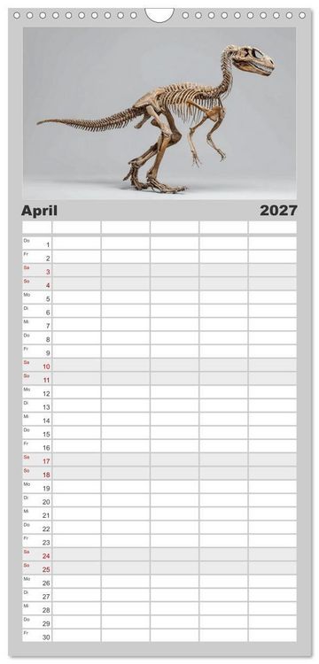 Produktbild: Familienplaner 2027 - Knochen der Giganten - Dinosaurier im Portr&auml;t mit 5 Spalten (Wandkalender, 21 x 45 cm) CALVENDO