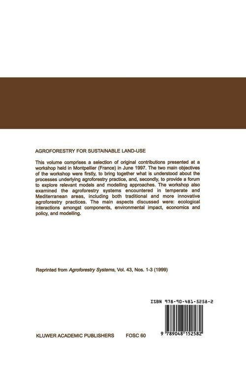 Produktbild: Agroforestry for Sustainable Land-Use Fundamental Research and Modelling with Emphasis on Temperate and Mediterranean Applications