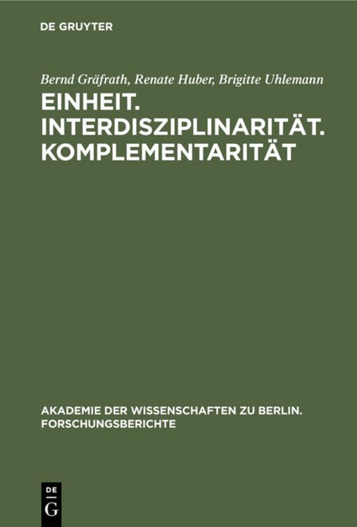 Produktbild: Einheit. Interdisziplinarit&auml;t. Komplementarit&auml;t