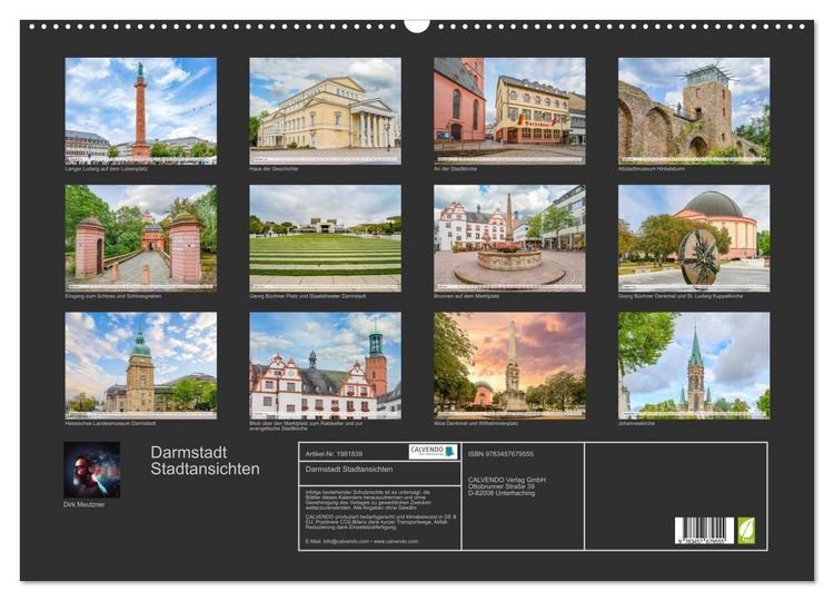 Produktbild: Darmstadt Stadtansichten (Wandkalender 2026 DIN A2 quer), CALVENDO Monatskalender