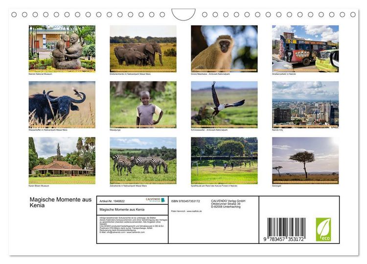 Produktbild: Magische Momente aus Kenia (Wandkalender 2026 DIN A4 quer), CALVENDO Monatskalender
