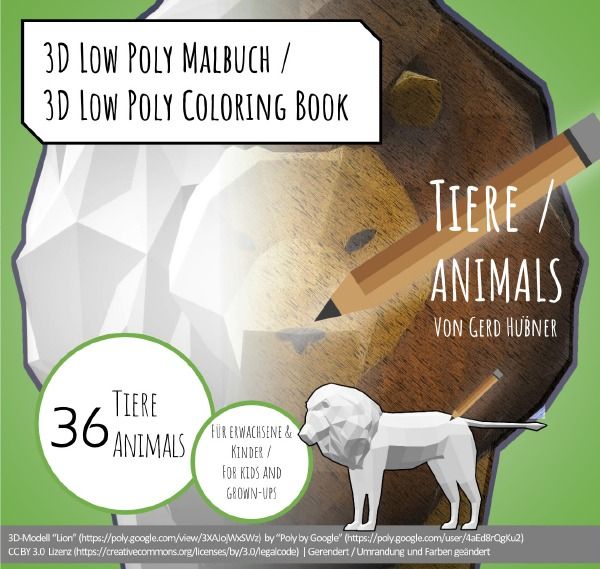 Produktbild: 3D Low Poly Malbuch (f&uuml;r Erwachsene & Kinder) | 3D Low Poly Coloring Book (for grown-ups & kids)