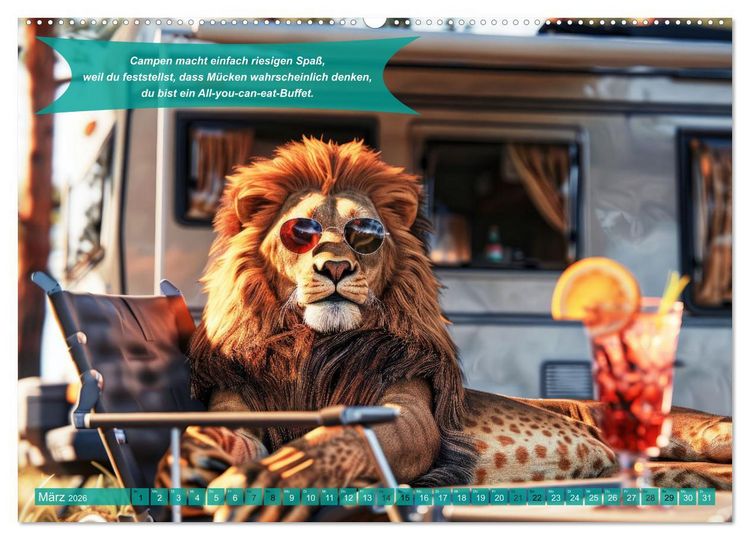 Produktbild: Der tierisch lustige Camping-Kalender (hochwertiger Premium Wandkalender 2026 DIN A2 quer), Kunstdruck in Hochglanz