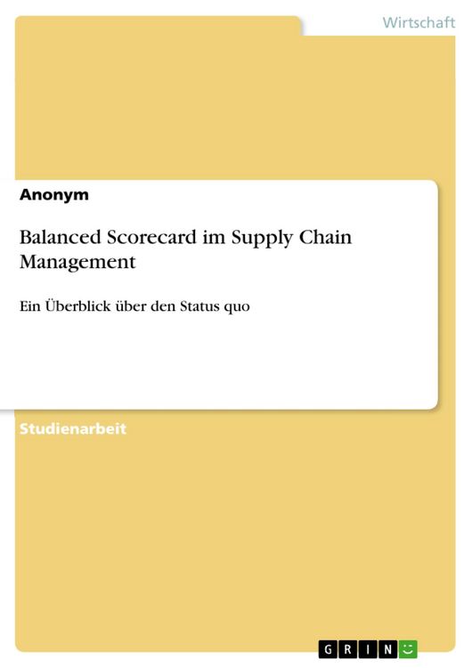 Produktbild: Balanced Scorecard im Supply Chain Management