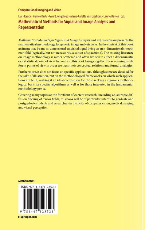 Produktbild: Mathematical Methods for Signal and Image Analysis and Representation