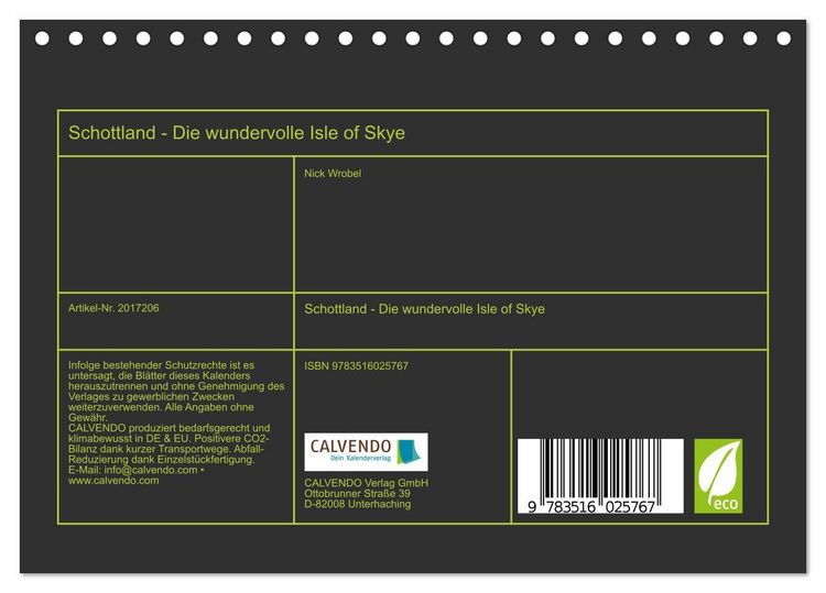 Produktbild: Schottland - Die wundervolle Isle of Skye (Tischkalender 2026 DIN A5 quer), CALVENDO Monatskalender