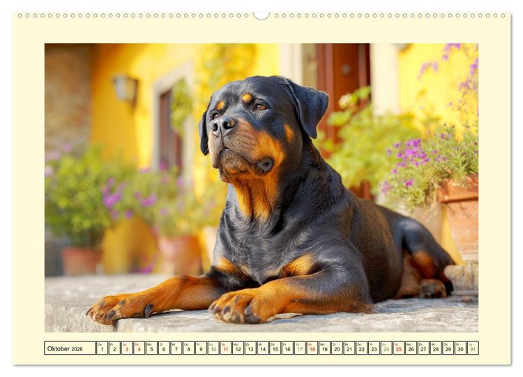 Produktbild: Rottweiler Momente. Kraftvolle Eleganz in der Natur (Wandkalender 2026 DIN A2 quer), CALVENDO Monatskalender