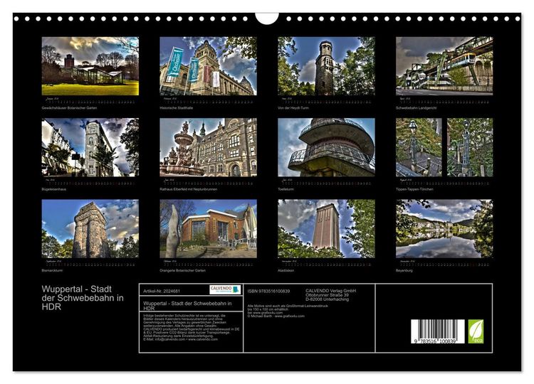 Produktbild: Wuppertal - Stadt der Schwebebahn in HDR (Wandkalender 2026 DIN A3 quer), CALVENDO Monatskalender