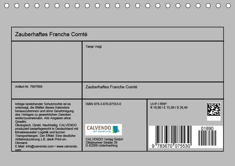 Produktbild: Zauberhaftes Franche Comt&eacute; (Tischkalender 2019 DIN A5 quer)