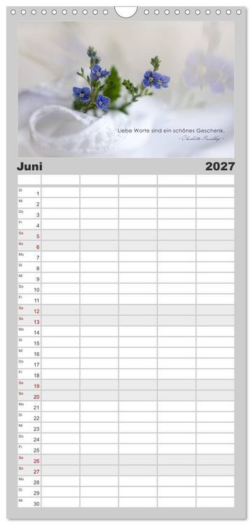 Produktbild: Familienplaner 2027 - Mit guten Gedanken durch das Jahr mit 5 Spalten (Wandkalender, 21 x 45 cm) CALVENDO
