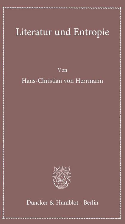 Produktbild: Literatur und Entropie.