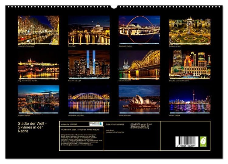 Produktbild: St&auml;dte der Welt - Skylines in der Nacht (hochwertiger Premium Wandkalender 2026 DIN A2 quer), Kunstdruck in Hochglanz