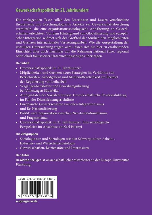 Produktbild: Gewerkschaftspolitik im 21. Jahrhundert
