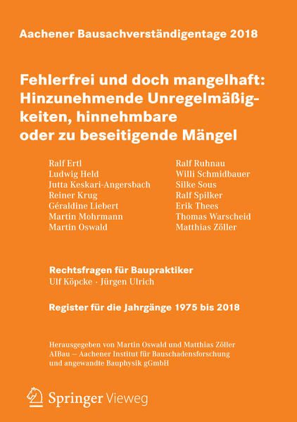 Produktbild: Aachener Bausachverst&auml;ndigentage 2018