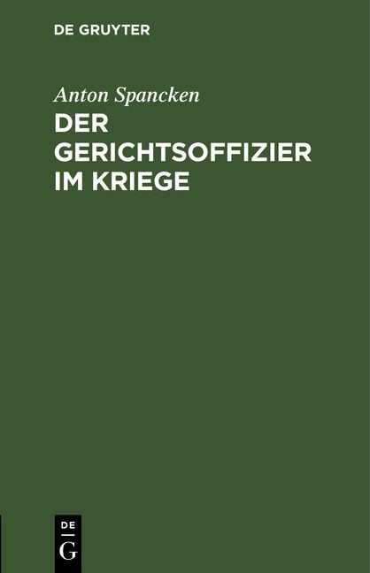 Produktbild: Der Gerichtsoffizier im Kriege