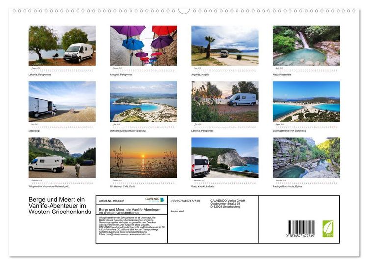 Produktbild: Berge und Meer: ein Vanlife-Abenteuer im Westen Griechenlands (hochwertiger Premium Wandkalender 2026 DIN A2 quer), Kunstdruck in Hochglanz