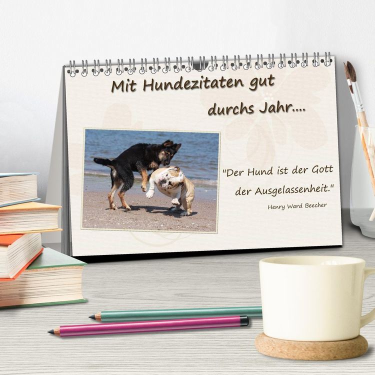 Produktbild: Mit Hundezitaten gut durchs Jahr (Tischkalender 2026 DIN A5 quer), CALVENDO Monatskalender