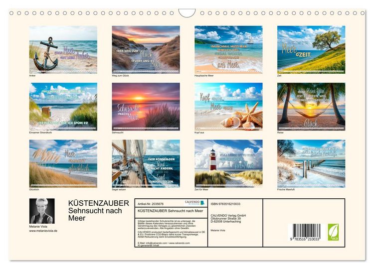 Produktbild: K&Uuml;STENZAUBER Sehnsucht nach Meer (Wandkalender 2026 DIN A3 quer), CALVENDO Monatskalender